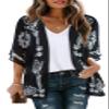 Summer Kimono Cardigan for Women Sheer Boho Tops Casual Open Front Swimwear Shirts Beach Cover ups (Caftan Black,M) view 1