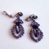 Rose Gold Tone Tone Art Deco Antique Vintage Retro Style Lavender Purple Lilac Amethyst Rhinestone Clip-On Earrings view 2