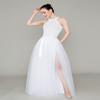 EllieHouse Long Plus Size 5 XL Wedding Evening Party Prom Tulle Skirt with Slit White view 2
