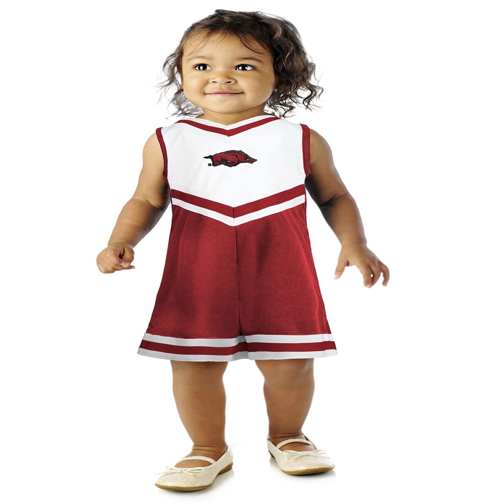 Little King NCAA Toddler/Youth Girls Team Cheer Jumper Dress-Arkansas-2T