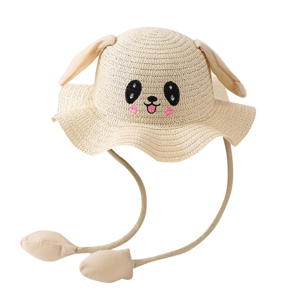 POLG Kids Baby Bunny Hat with Moving Ears Rabbit Straw Hat Jumping Ear Funny Cute Cap Wide Brim Sun Hat Boys&Girls (F, One Size)
