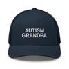 Autism Grandpa Gift Autism Awareness Puzzle Support Family Trucker Cap Mesh Hat Adjustable Navy view 1