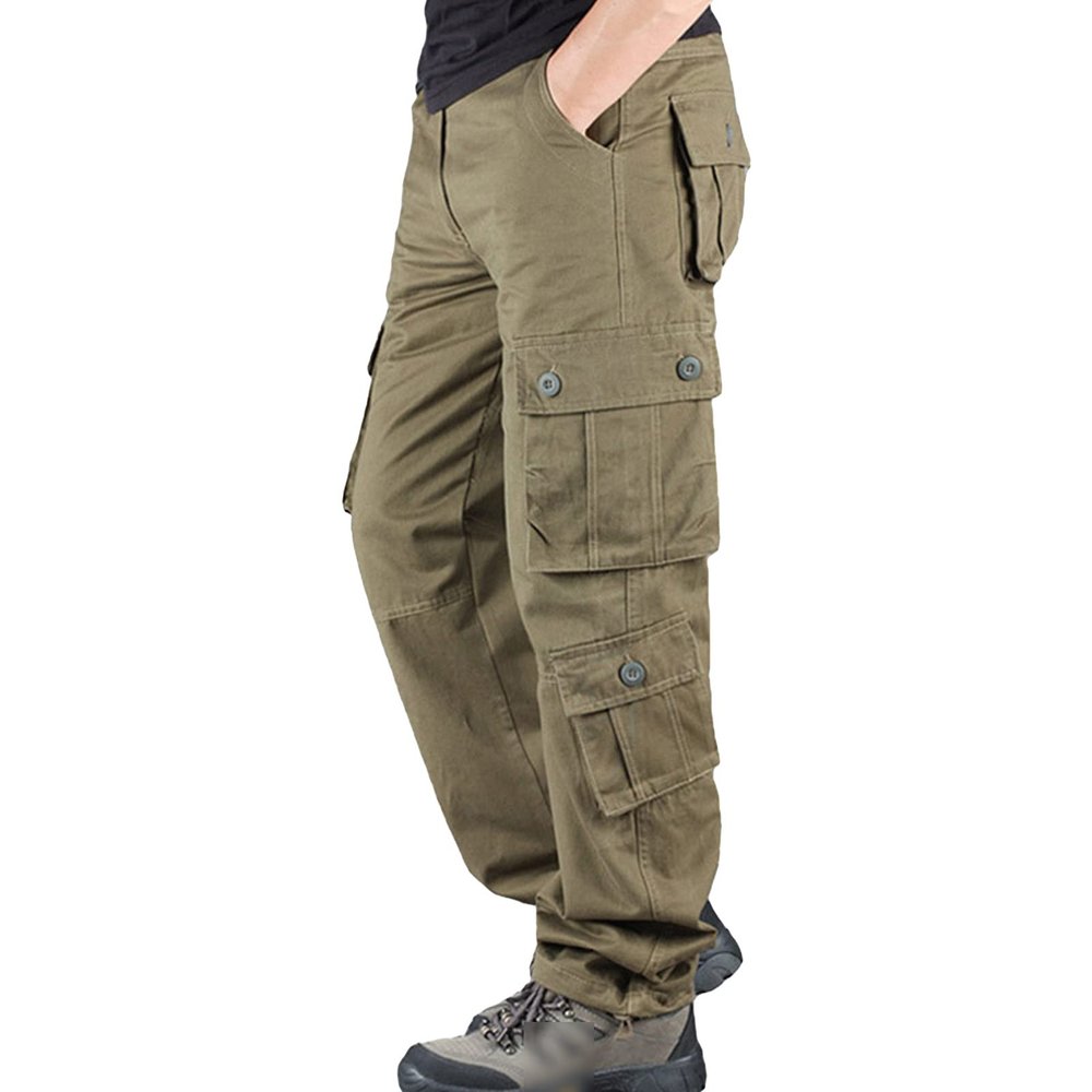 Men's Outdoor Military Cargo Trousers Lightweight Multi Pocket Hiking Pants Wild Army Combat Tactical Pant (Yellow 1,42)