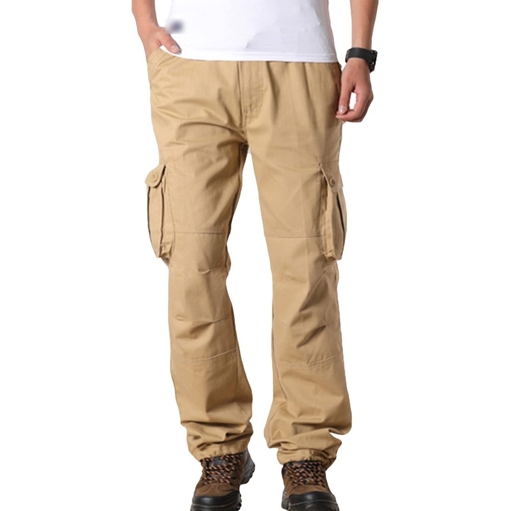 Men's Outdoor Military Cargo Trousers Lightweight Multi Pocket Hiking Pants Wild Army Combat Tactical Pant (Khaki 2,40)