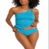 AMAVI Women's Standard One Shoulder Tankini Top and Hipster Bikini Bottom Set, Emeraldine, S view 4