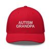 Autism Grandpa Gift Autism Awareness Puzzle Support Family Trucker Cap Mesh Hat Adjustable Red view 1