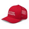 Autism Grandpa Gift Autism Awareness Puzzle Support Family Trucker Cap Mesh Hat Adjustable Red view 4
