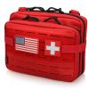 WYNEX Tactical Molle Admin Pouch of Laser Cut Design, Utility Pouches Molle Attachment Military Medical EMT Organizer with Map Pocket EDC EMT Pack IFAK Tool Holder Universal U.S.A Patch Included Red view 1