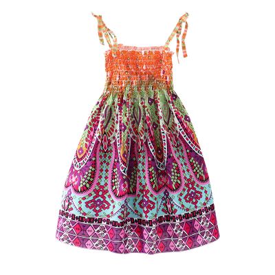 Toddler Baby Girls Bohemian Dress Summer Floral Printed Halter Sleeveless Elastic Beach Sundress Sling Dresses (Orange #5, 5 Years)