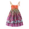 Toddler Baby Girls Bohemian Dress Summer Floral Printed Halter Sleeveless Elastic Beach Sundress Sling Dresses (Orange #5, 5 Years) view 1