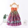Toddler Baby Girls Bohemian Dress Summer Floral Printed Halter Sleeveless Elastic Beach Sundress Sling Dresses (Orange #5, 5 Years) view 2