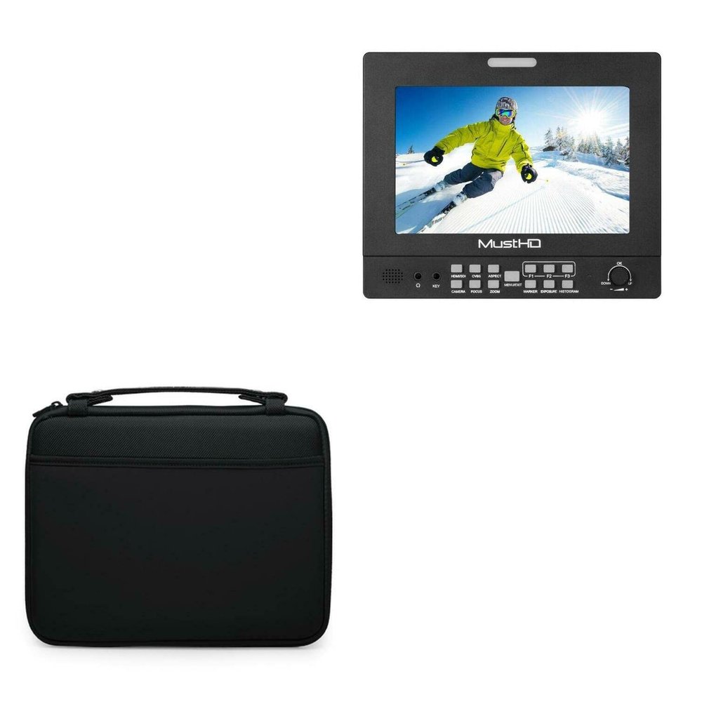 BoxWave Case Compatible with MustHD M703H - Hard Shell Briefcase, Slim Messenger Bag Briefcase Cover Side Pockets - Jet Black