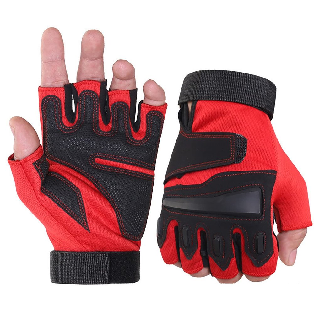 AOKID Sports Gloves Half Finger MTB Bike Cycling Gloves Flexible for Climbing Red M