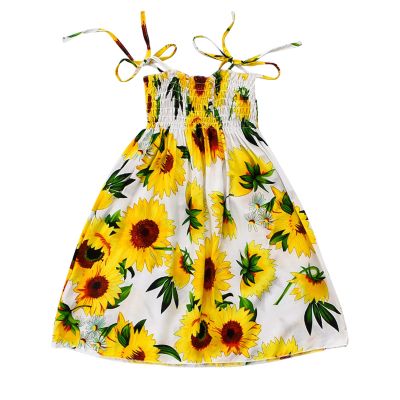 Toddler Baby Girls Bohemian Dress Summer Floral Printed Halter Sleeveless Elastic Beach Sundress Sling Dresses (White-a, 5 Years)