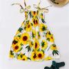 Toddler Baby Girls Bohemian Dress Summer Floral Printed Halter Sleeveless Elastic Beach Sundress Sling Dresses (White-a, 5 Years) view 3
