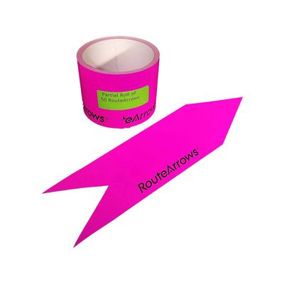RouteArrows Roll of 50 Arrow Stickers (Purple) Hi-Viz Removable Eco-Friendly Directional Arrows for Outdoor Pavement Stress Free Route Marking Perfect for 5k 10k Make Participants Feel Safe & Happy