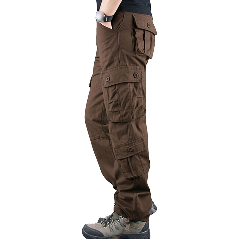Men's Outdoor Military Cargo Trousers Lightweight Multi Pocket Hiking Pants Wild Army Combat Tactical Pant (Brown,34)