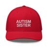 Autism Sister Gift Autism Awareness Puzzle Support Family Trucker Cap Mesh Hat Adjustable Red view 1