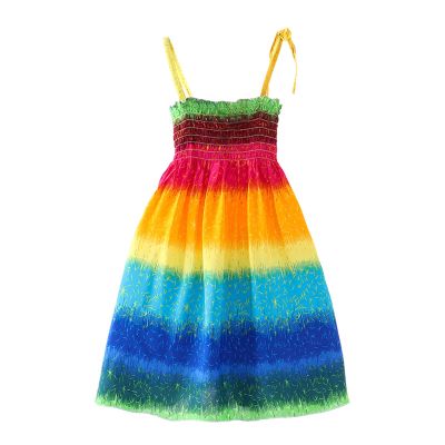 POLG Toddler Baby Girls Bohemian Dress Summer Floral Printed Halter Sleeveless Elastic Beach Sundress Sling Dresses (6-Blue, 3 Years)