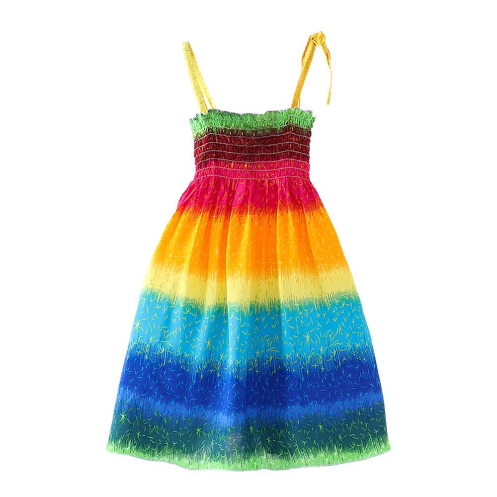 POLG Toddler Baby Girls Bohemian Dress Summer Floral Printed Halter Sleeveless Elastic Beach Sundress Sling Dresses (6-Blue, 3 Years)