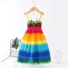 POLG Toddler Baby Girls Bohemian Dress Summer Floral Printed Halter Sleeveless Elastic Beach Sundress Sling Dresses (6-Blue, 3 Years) view 2