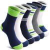 Welwoos Kids Boys Socks Athletic Basketball Youth Sport Crew Cotton Breathable Soft Gift Socks 6 Pairs Stocking Stuffers (Splice/Green/White,5-8Y) view 1