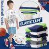 Welwoos Kids Boys Socks Athletic Basketball Youth Sport Crew Cotton Breathable Soft Gift Socks 6 Pairs Stocking Stuffers (Splice/Green/White,5-8Y) view 2