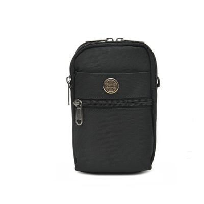 Yizelli Small Crossbody Bag Multifunction Phone Pouch Mini Nylon Shoulder Bag Outdoor Waist Bag Pouch for Men Women (Black)