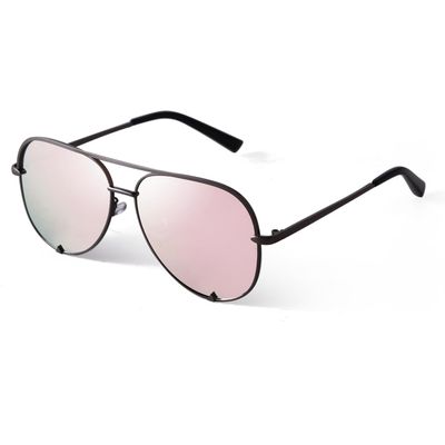 ADE WU Retro Oversized Aviator Sunglasses for Women Vintage Black Pilot Sun Glasses for Woman Ladies, Pink Mirrored Reflective Lense 58mm