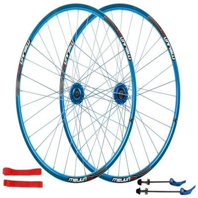 Wheelset 26Inch MTB Bike Front and Rear Wheel,Double Wall Alloy Rims Disc Brake Cassette Fiywheel Hub 7/8/9/10 Speed 32H Bicycle Wheelset Road Wheel (Color : Blue, Size : 26inch)