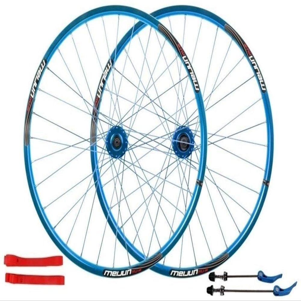 Wheelset 26Inch MTB Bike Front and Rear Wheel,Double Wall Alloy Rims Disc Brake Cassette Fiywheel Hub 7/8/9/10 Speed 32H Bicycle Wheelset Road Wheel (Color : Blue, Size : 26inch)