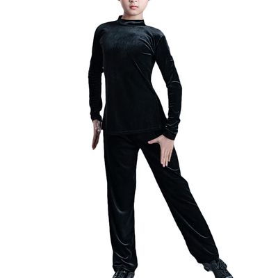 Libaobaoyo Boys Kids Latin Dance Top Pants Ballroom Dancewear Modern Long Sleeve 2-Piece Set Outfits (12-13 Years)