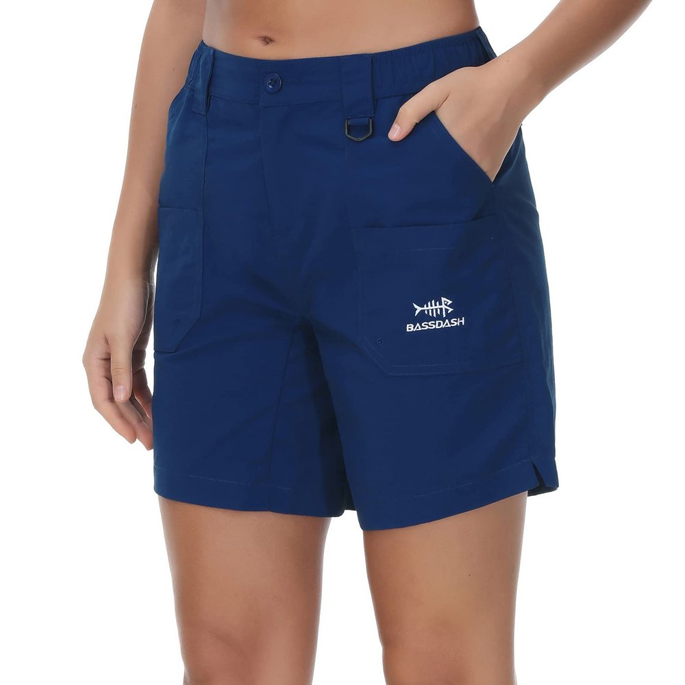 BASSDASH Womens 7 Fishing Shorts UPF 50+ Water Resistant Quick Dry Lightweight Hiking Cargo Shorts with Pockets FP03W Dark Blue