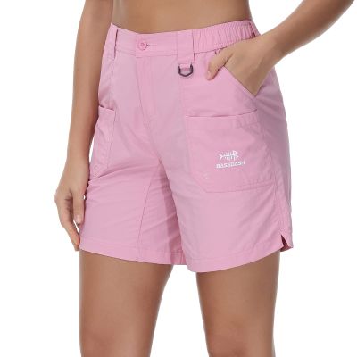 BASSDASH Womens 7 Fishing Shorts UPF 50+ Water Resistant Quick Dry Lightweight Hiking Cargo Shorts with Pockets FP03W Pink