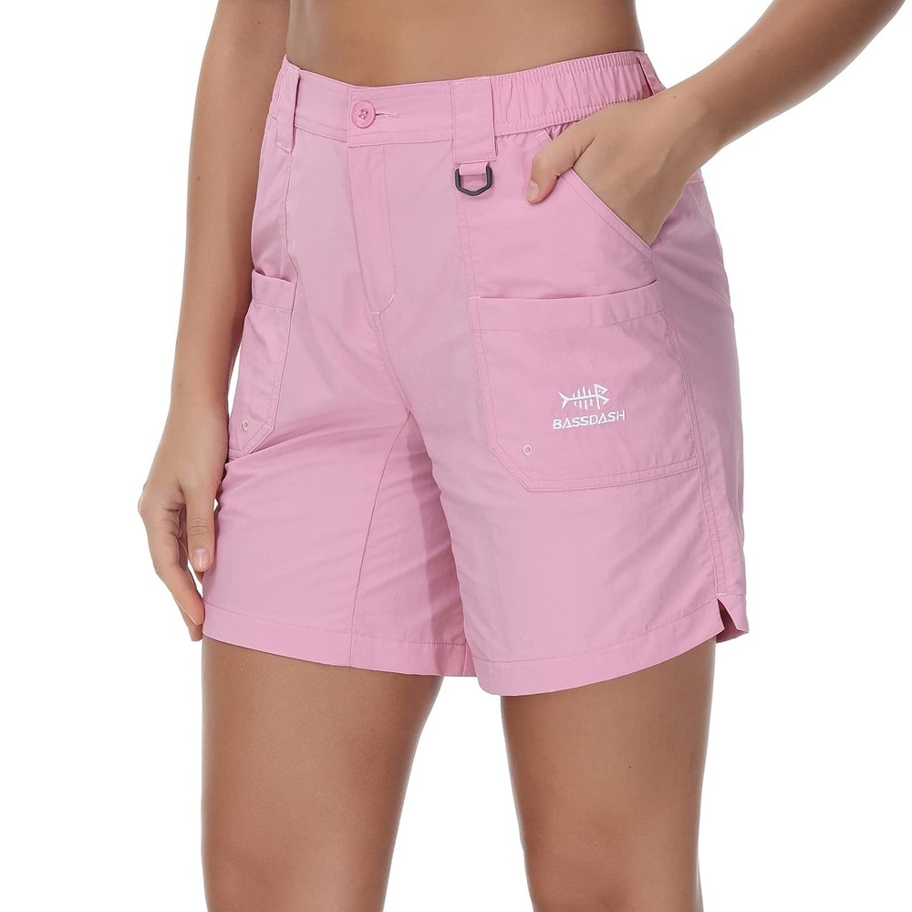 BASSDASH Womens 7 Fishing Shorts UPF 50+ Water Resistant Quick Dry Lightweight Hiking Cargo Shorts with Pockets FP03W Pink