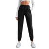 QWENTMTNTY Womens Cotton Linen Sweatpants Summer Casual Elastic Waist Lounge Pants Pockets Drawstring Workout Yoga Trousers Black view 1