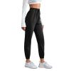 QWENTMTNTY Womens Cotton Linen Sweatpants Summer Casual Elastic Waist Lounge Pants Pockets Drawstring Workout Yoga Trousers Black view 2