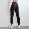 QWENTMTNTY Womens Cotton Linen Sweatpants Summer Casual Elastic Waist Lounge Pants Pockets Drawstring Workout Yoga Trousers Black view 3