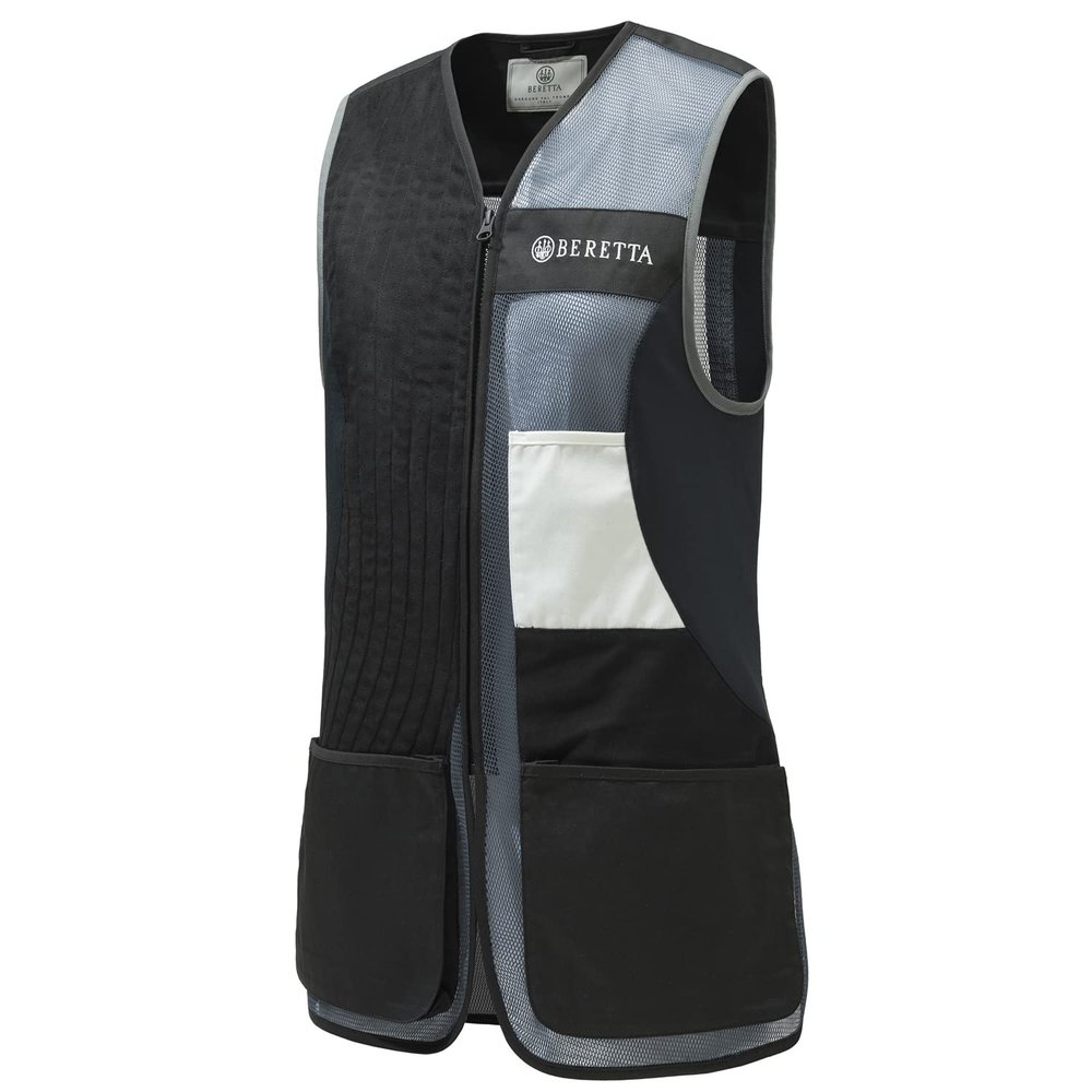Beretta Women's Uniform Pro 20.20 Micro Lightweight Breathable Meshed Cotton Shooting Vest, Black/Gray, 2XL