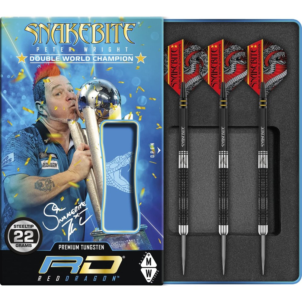 RED DRAGON Peter Wright Snakebite DWC Special Edition 22g with Flights and Stems (shafts)