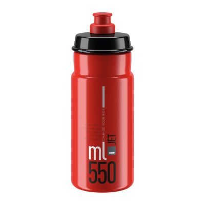 Elite Jet Cycling Water Bottle 550ml Red with Grey Logo High-Flow, Biodegradable, BPA-Free