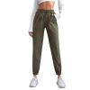 QWENTMTNTY Womens Cotton Linen Sweatpants Summer Casual Elastic Waist Lounge Pants Pockets Drawstring Workout Yoga Trousers Green view 1