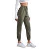 QWENTMTNTY Womens Cotton Linen Sweatpants Summer Casual Elastic Waist Lounge Pants Pockets Drawstring Workout Yoga Trousers Green view 2