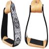 CHALLENGER Horse 5" Black Aluminum Engraved Slanted Offset Western Horse Saddle Stirrups 51220 view 1