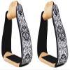 CHALLENGER Horse 5" Black Aluminum Engraved Slanted Offset Western Horse Saddle Stirrups 51220 view 2