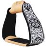 CHALLENGER Horse 5" Black Aluminum Engraved Slanted Offset Western Horse Saddle Stirrups 51220 view 3