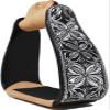 CHALLENGER Horse 5" Black Aluminum Engraved Slanted Offset Western Horse Saddle Stirrups 51220 view 4