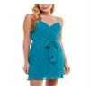 CITY STUDIO Womens Teal Pleated Belted Zippered Sheer Lined Sleeveless Surplice Neckline Short Evening Fit + Flare Dress XXL view 1