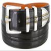 Belts.com Men's Belt Designer Double Center Stitched Casual Dress Leather Belt 1-1/8"(30mm) Wide (Black, 42) view 1