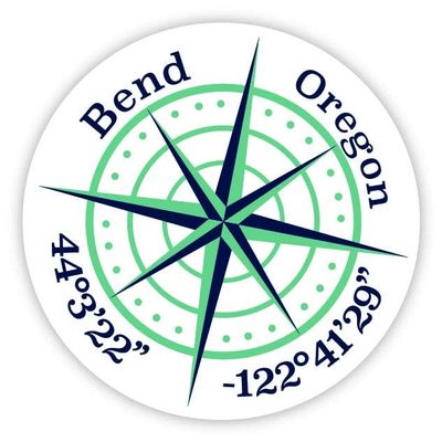 Bend Oregon 2-Inch Vinyl Decal Sticker Latitude Longitude Compass Design